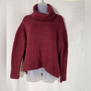 Rachel Zoe Deep Red Merino Wool Blend Turtleneck Sweater Size Small